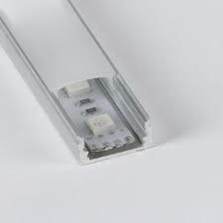 Perfil de Aluminio em U 17x8mm Anodizado com difusor Opalino 2Mts