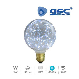 Lampada Led E27 deco Globo G125 2W 6000K
