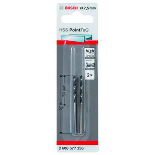 Bosch - Broca HSS PointTeq DIN338 2.5x30x57 2unid