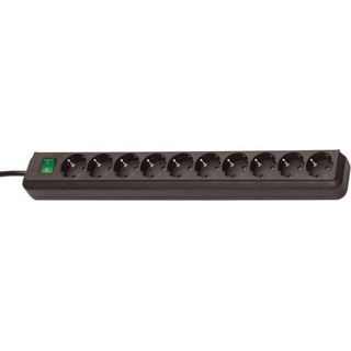 BRENNENSTUHL - Bloco de 10 Tomadas Schuko com Interruptor e Cabo 3G1.5 com 3mts Preto