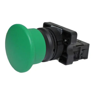 SOFLIGHT - Botão Cogumelo Metálico Sem Encravamento 29mm Verde 1NO SLCPB02BC31