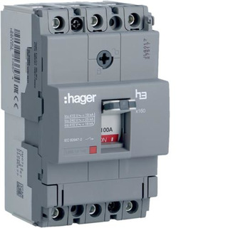 Hager - Disjuntor Geral X160 3P3D 100A 18Ka 4,5 Módulos HDA100L
