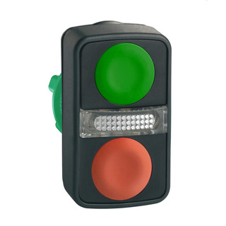 Schneider - Cabeça De Botão Duplo Verde/Vermelho Com Sinalizaçâo Led ZB5AW7A3740