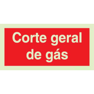 Sinaletica Fotoluminescente 200x100 Corte Geral de Gás 10560A