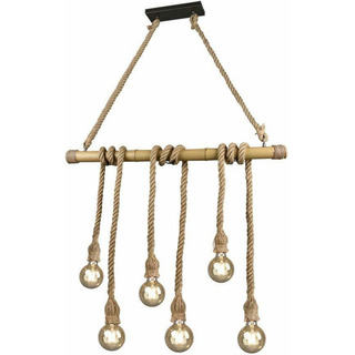Suspenção de Corda/ Bambu com 6 Lampadas R30130626