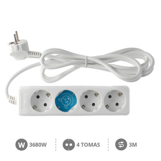 Bloco Quadruplo 4x2P T Schuko Com Cabo 3 Mts 3680W (3G1.5mm) 00000018