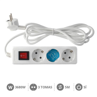 Bloco Triplo Schuko com Interruptor 3G1.5 5mts