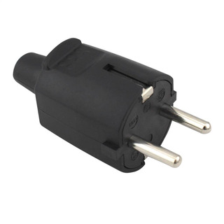 Ficha Macho Borracha Schuko 16A Preta