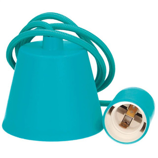 Suporte E27 com cabo Textil 1mts AZ Turquesa