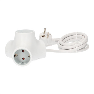 Adaptador Triplo Schuko com 2 USB 3680W 16A 230V 103000014