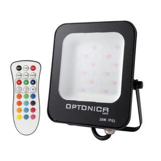 Optonica Led - Projetor Led SMD RGB 30W 2700Lm IP65 120º Preto C/Comando 5755