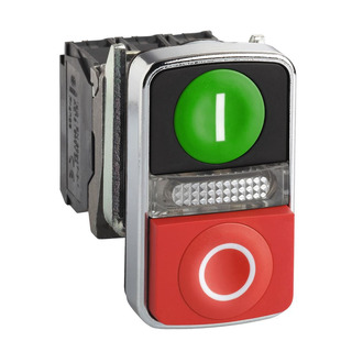 Botão Duplo Metálico Luminoso 24V NA NF Ø22mm XB4BW73731B5