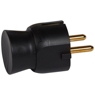 Ficha Macho Schuko Saída Lateral 16Ah 2P T Preto 050178