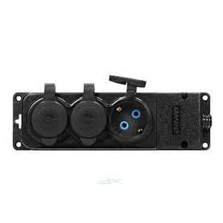 Bloco Triplo de Borracha sem Cabo IP44 Preto OR-AE-13166(GS)