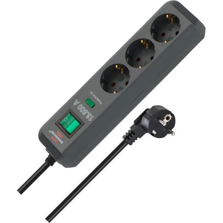 Bloco Triplo Schuko Preto com Cabo 1.5mts com Proteção Contra Sobretensão 1158810315