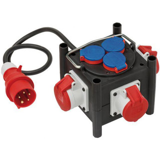 Pimenteiro de Obras Quadrado CEE 3x5/ 16A 3 Schuko16A Preto