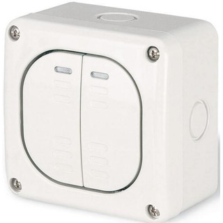 Comutador Duplo Mural 10A IP66 com Led M95 137.5221