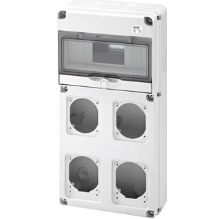 Quadro Estanque Saliente 1x10 Módulos 4 Tomadas IP65 435x220x95 Cinza 68003N