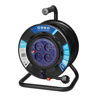 Enrolador com Cabo H05VV-F 3G1.5mm com 4Tomadas Schuko 25mts OR-AE-13291(GS)25M