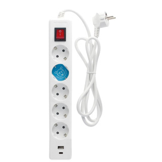 Bloco Quintúplo Schuko Com Interruptor 3G1.5 1.5Mt 0000005 #