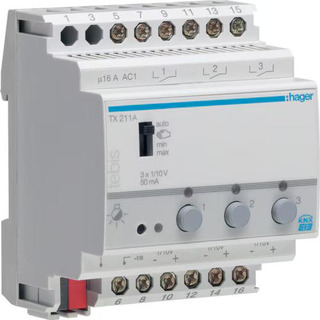 Variador Modular 1/ 10V 3 Canais KNX TX211A