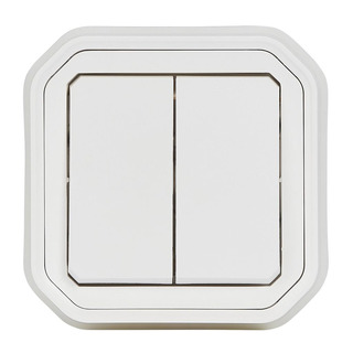 Comutador Escada Duplo Encastrar IP55 Plexo Branco