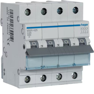 Disjuntor 4P 25Ah 3Ka Curva C MWN425