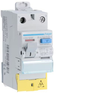 Interruptor Diferencial 1P N 25A 30Ma 4 Módulos HI com Bornes Desalinhados CDH125F