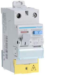 Interruptor Diferencial  1P N 63A 30Ma 4 Módulos HI com Bornes Desalinhados CDH163F