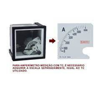 Amperimetro AC 72x72mm para Ligação TI´S sem Escala 5A 2In 72090X05