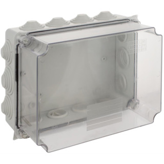 Caixa de Derivação C/ Boquilhas Tampa Alta Transparente 216x166x132mm IP66 J200BTATR