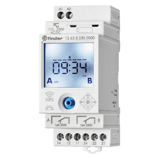 Programador Horário Digital Semanal 2 Canais 16A 230Vac NFC para Calha Din