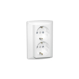 Tomada Dupla Monobloco Schuko com Obturador Sirius 70 Branca