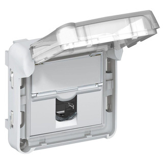 Tomada RJ45 Cat.6 Encastrar Com Tampa Encastrar Plexo IP55 Cinzento
