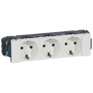 Tomada Mosaic Tripla 2X2P T Schuko Com Ligadores Rápidos Branco