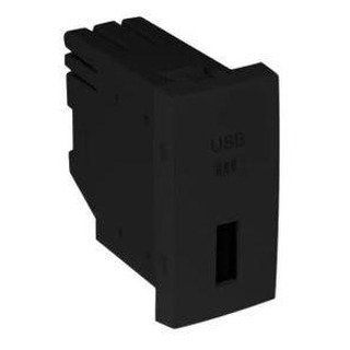 Carregador USB TIPO A 1Módulo Preto Mate 45383TPM #