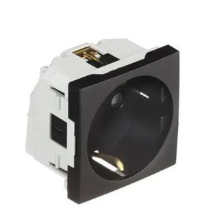 Tomada Schuko com Obturador 2 Módulos Preto Mate 45129SPM #