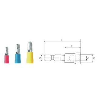 Terminal Isolado Redondo Macho 1,5 M4R Vermelho.100un