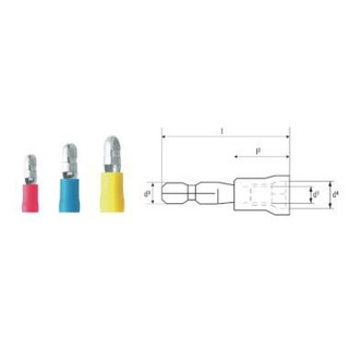 Terminal Isolado Redondo Macho 6M5R Amarelo 10un