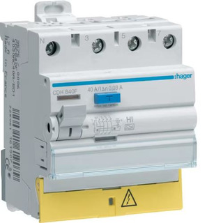 Interruptor Diferencial 3P N 40A 300Ma 4 Módulos HI com Bornes Desalinhados CFH840F