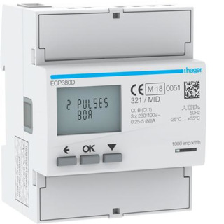 Central de Medida 4P 80A S0 MID IP20 ECP380D