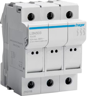 Corta Circuitos 10x38 3P 32Ah 3 Módulos LSN503
