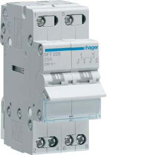 Inversor De Rede Modular (1-0-2) 2P 25A Com Ponto Comum Em Cima SFT225