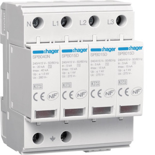 Limitador de Sobretensão Trifásico 4P T2 TNS/ TT 15kA SPB415R #