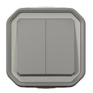 Comutador Escada Duplo Saliente IP55 Plexo Cinzento 069715L