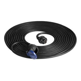 Extensão Schuko Macho/ Fêmea 30Mts Cabo Preto H07RN-F 3G1.5 IP44