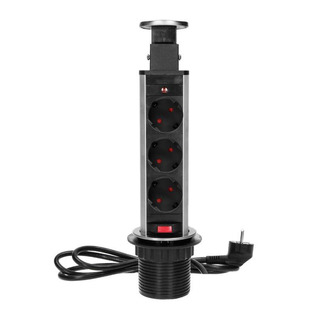 Torre de Bancada em Inox Extensível com 3 Tomadas com 1.8mt Cabo H05VV-F