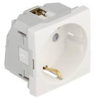 Tomada Schuko com Obturador 2 Módulos Branco Mate 45129SBM #