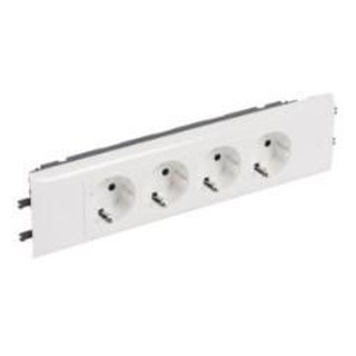 Tomada Quadrupla Mosaic 4x2P T Schuko Para Tampa 65mm Com Espelho