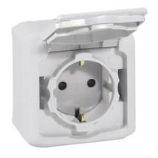 Tomada 2P T Schuko com Obturadores  IP44 Forix Cinzento